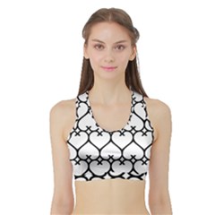 Heart Background Wire Frame Black Wireframe Sports Bra With Border