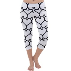 Heart Background Wire Frame Black Wireframe Capri Yoga Leggings