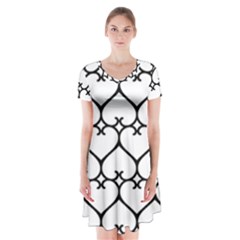 Heart Background Wire Frame Black Wireframe Short Sleeve V-neck Flare Dress