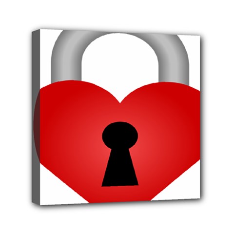 Heart Padlock Red Love Mini Canvas 6  X 6 