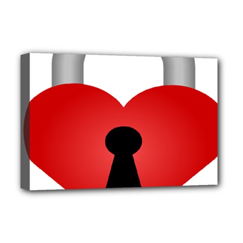 Heart Padlock Red Love Deluxe Canvas 18  X 12   by Mariart