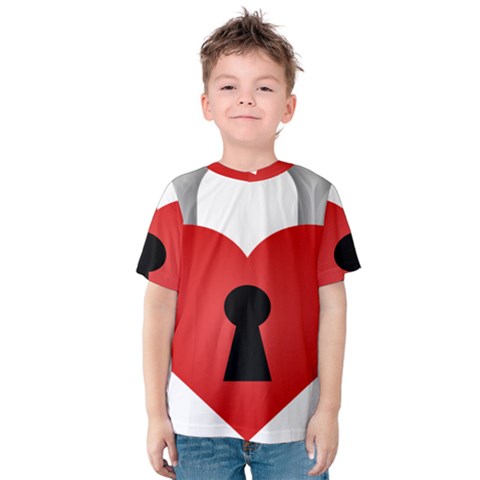 Heart Padlock Red Love Kids  Cotton Tee by Mariart