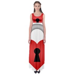 Heart Padlock Red Love Empire Waist Maxi Dress