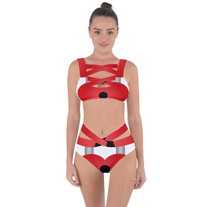 Heart Padlock Red Love Bandaged Up Bikini Set 