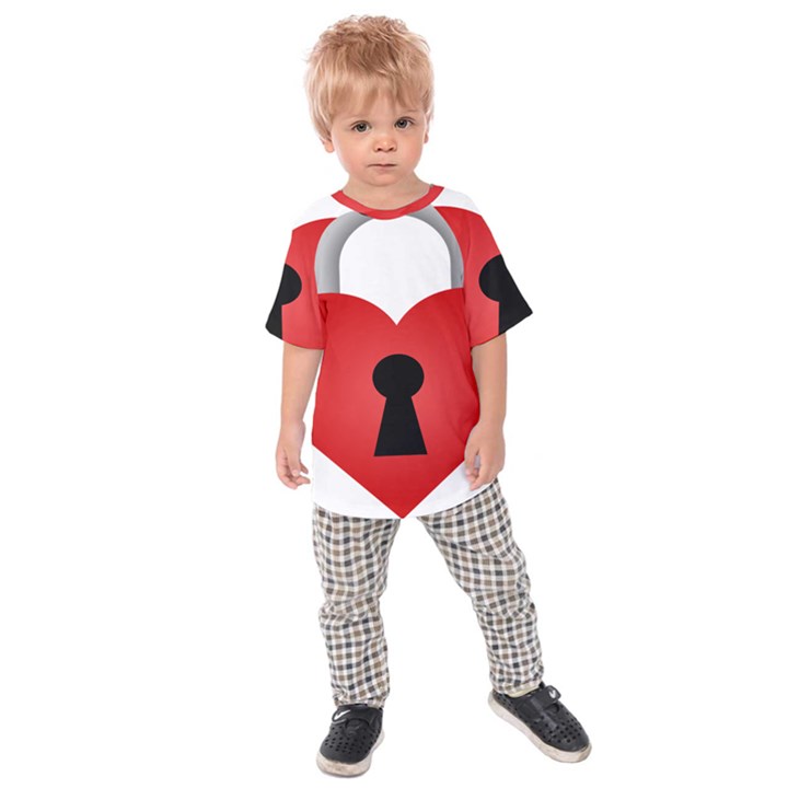 Heart Padlock Red Love Kids Raglan Tee