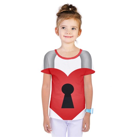 Heart Padlock Red Love Kids  One Piece Tee by Mariart