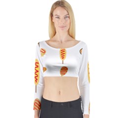 Hot Dog Buns Sate Sauce Bread Long Sleeve Crop Top by Mariart