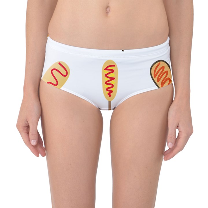 Hot Dog Buns Sate Sauce Bread Mid-Waist Bikini Bottoms