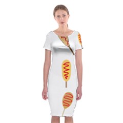 Hot Dog Buns Sate Sauce Bread Classic Short Sleeve Midi Dress by Mariart