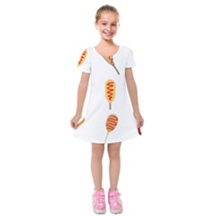 Hot Dog Buns Sate Sauce Bread Kids  Short Sleeve Velvet Dress by Mariart