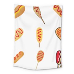 Hot Dog Buns Sate Sauce Bread Medium Tapestry by Mariart