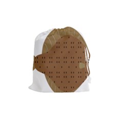 Illustrain Animals Reef Fish Sea Beach Water Seaword Brown Polka Drawstring Pouches (medium)  by Mariart