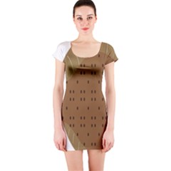 Illustrain Animals Reef Fish Sea Beach Water Seaword Brown Polka Short Sleeve Bodycon Dress by Mariart