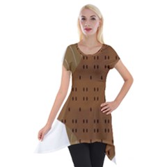 Illustrain Animals Reef Fish Sea Beach Water Seaword Brown Polka Short Sleeve Side Drop Tunic