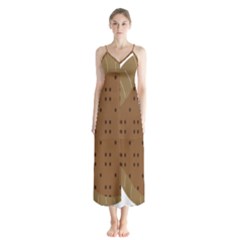 Illustrain Animals Reef Fish Sea Beach Water Seaword Brown Polka Button Up Chiffon Maxi Dress