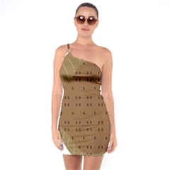 Illustrain Animals Reef Fish Sea Beach Water Seaword Brown Polka One Soulder Bodycon Dress by Mariart