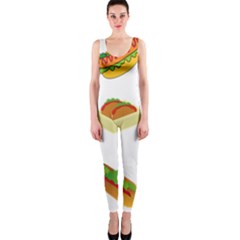 Hot Dog Buns Sauce Bread Onepiece Catsuit by Mariart