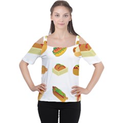 Hot Dog Buns Sauce Bread Women s Cutout Shoulder Tee