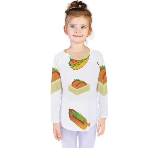 Hot Dog Buns Sauce Bread Kids  Long Sleeve Tee by Mariart