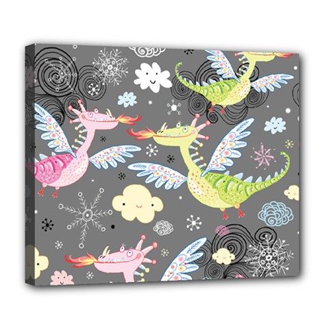 Dragonfly Animals Dragom Monster Fair Cloud Circle Polka Deluxe Canvas 24  X 20  