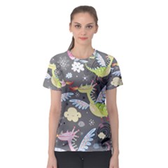 Dragonfly Animals Dragom Monster Fair Cloud Circle Polka Women s Sport Mesh Tee