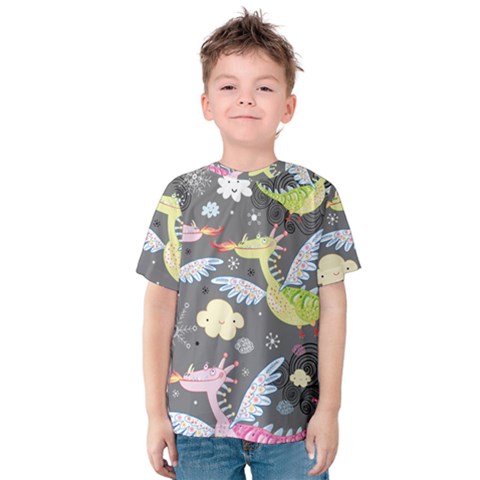 Dragonfly Animals Dragom Monster Fair Cloud Circle Polka Kids  Cotton Tee by Mariart