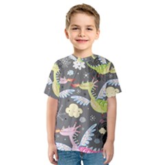 Dragonfly Animals Dragom Monster Fair Cloud Circle Polka Kids  Sport Mesh Tee