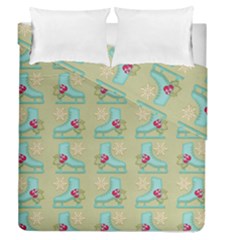 Ice Skates Background Christmas Duvet Cover Double Side (queen Size) by Mariart