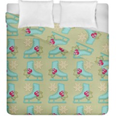 Ice Skates Background Christmas Duvet Cover Double Side (king Size) by Mariart