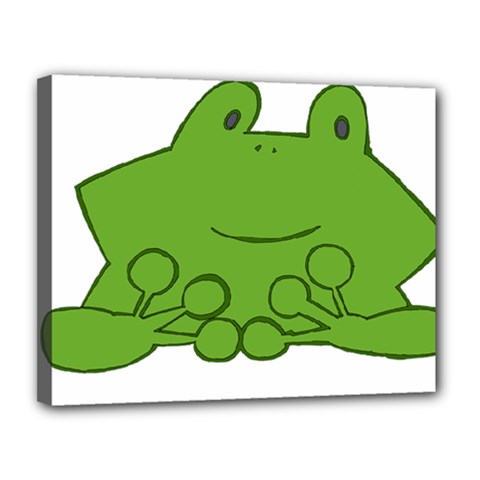 Illustrain Frog Animals Green Face Smile Canvas 14  X 11 