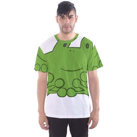 Illustrain Frog Animals Green Face Smile Men s Sports Mesh Tee by Mariart