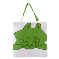 Illustrain Frog Animals Green Face Smile Grocery Tote Bag by Mariart