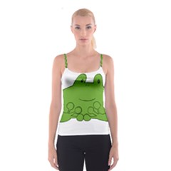 Illustrain Frog Animals Green Face Smile Spaghetti Strap Top by Mariart