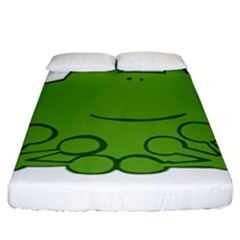 Illustrain Frog Animals Green Face Smile Fitted Sheet (king Size)