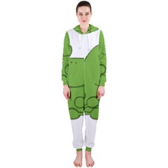 Illustrain Frog Animals Green Face Smile Hooded Jumpsuit (ladies)  by Mariart