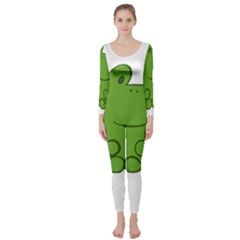 Illustrain Frog Animals Green Face Smile Long Sleeve Catsuit by Mariart