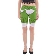 Illustrain Frog Animals Green Face Smile Yoga Cropped Leggings by Mariart