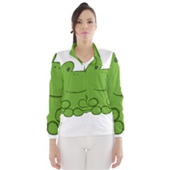 Illustrain Frog Animals Green Face Smile Wind Breaker (women)