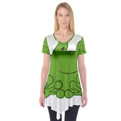 Illustrain Frog Animals Green Face Smile Short Sleeve Tunic  by Mariart