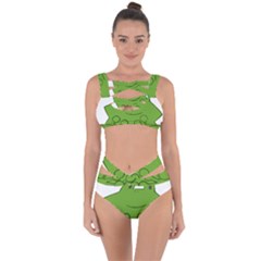 Illustrain Frog Animals Green Face Smile Bandaged Up Bikini Set 