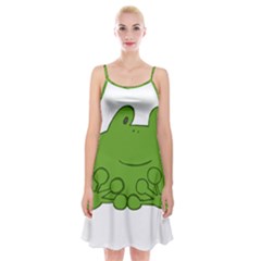 Illustrain Frog Animals Green Face Smile Spaghetti Strap Velvet Dress by Mariart