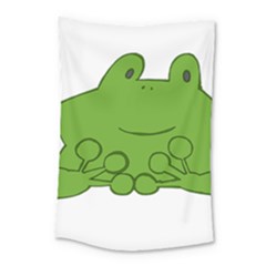 Illustrain Frog Animals Green Face Smile Small Tapestry by Mariart