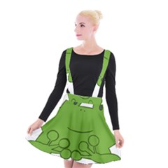 Illustrain Frog Animals Green Face Smile Suspender Skater Skirt by Mariart