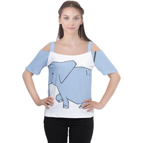 Illustrain Elephant Animals Women s Cutout Shoulder Tee by Mariart