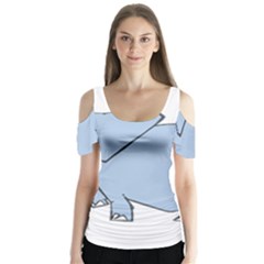 Illustrain Elephant Animals Butterfly Sleeve Cutout Tee 