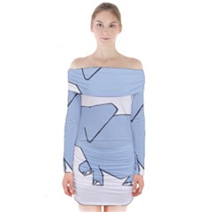 Illustrain Elephant Animals Long Sleeve Off Shoulder Dress