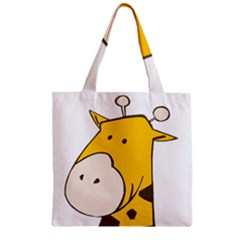 Illustrain Giraffe Face Animals Zipper Grocery Tote Bag by Mariart