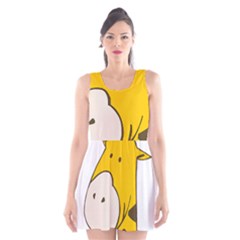 Illustrain Giraffe Face Animals Scoop Neck Skater Dress by Mariart