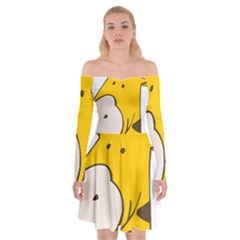 Illustrain Giraffe Face Animals Off Shoulder Skater Dress