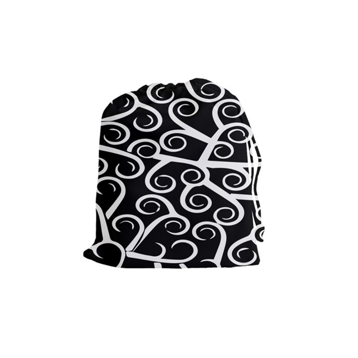 Koru Vector Background Black Drawstring Pouches (Medium) 